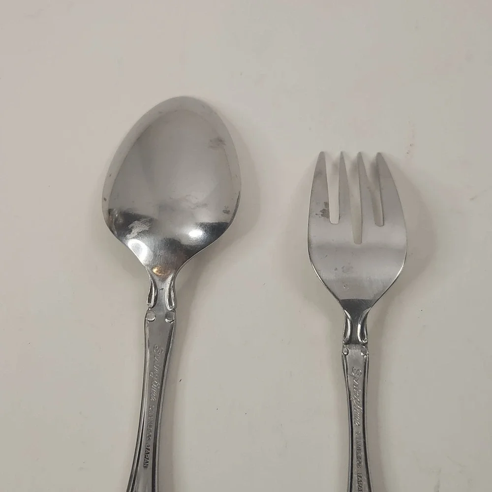 Vintage Springtime Stainless Japan Flatware 2 Piece Replacement Lot Fork Spoon